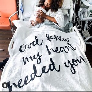 Organic Cotton Swaddle/Bible Verse Baby Blanket/ Isaiah 49:16